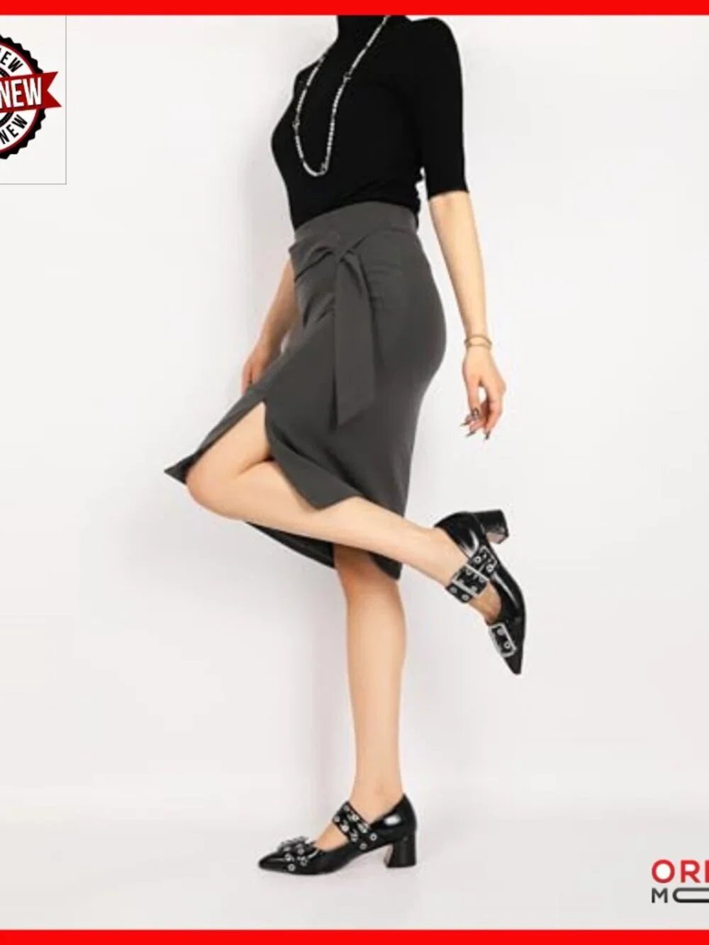 Pointed Toe Mary Jane Pumps with Metal Buckle Strap, 2 Inch Block Heels